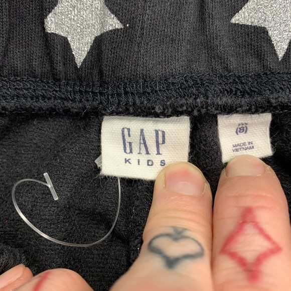 Gap Kids Roll Shorts Black Silver Stars Size M 8 - Picture 4 of 6